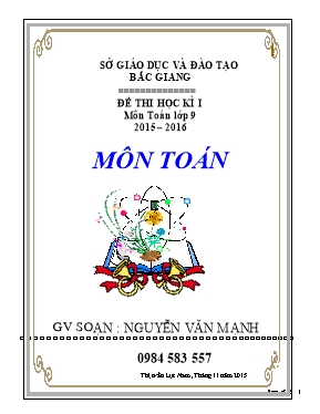 Bộ Đề thi học kì I môn Toán lớp 9 2015  2016
